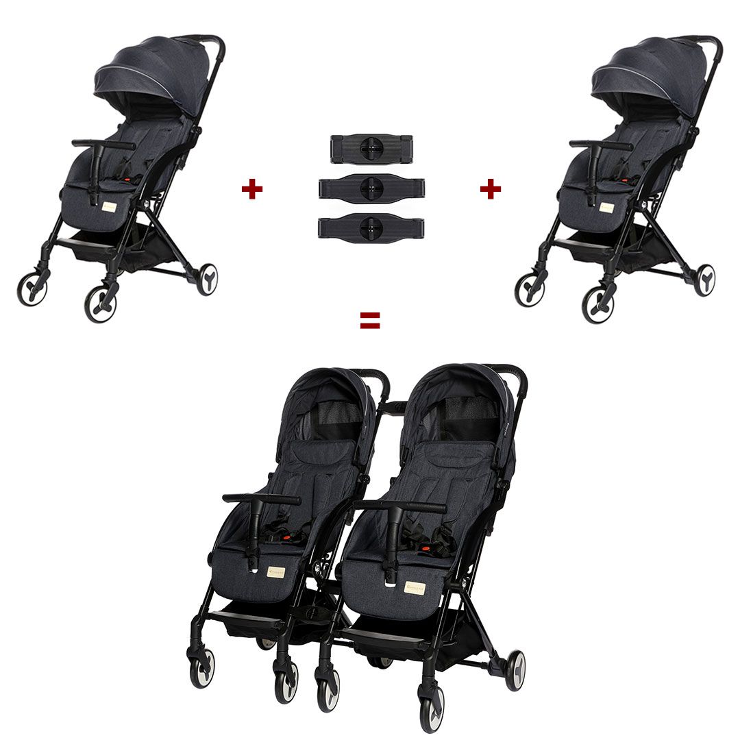 Bumble Bird Robin Separable Twin Compact Stroller Black Babystore.ae