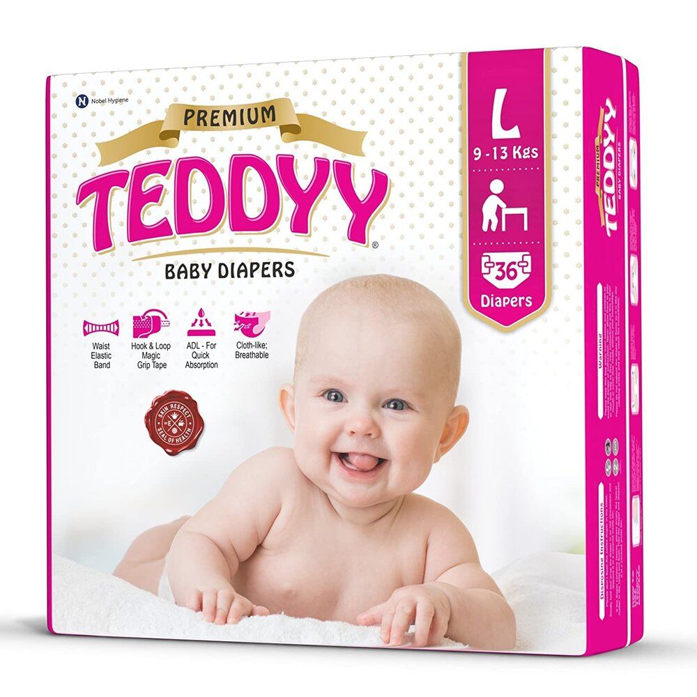 Teddyy - Premium Baby Diapers Pans Large 36 Counts Pack Of 3