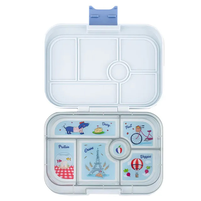 Yumbox Tapas Lunch Box 4 - Monte Carlo Blue - Race Car I The Bento