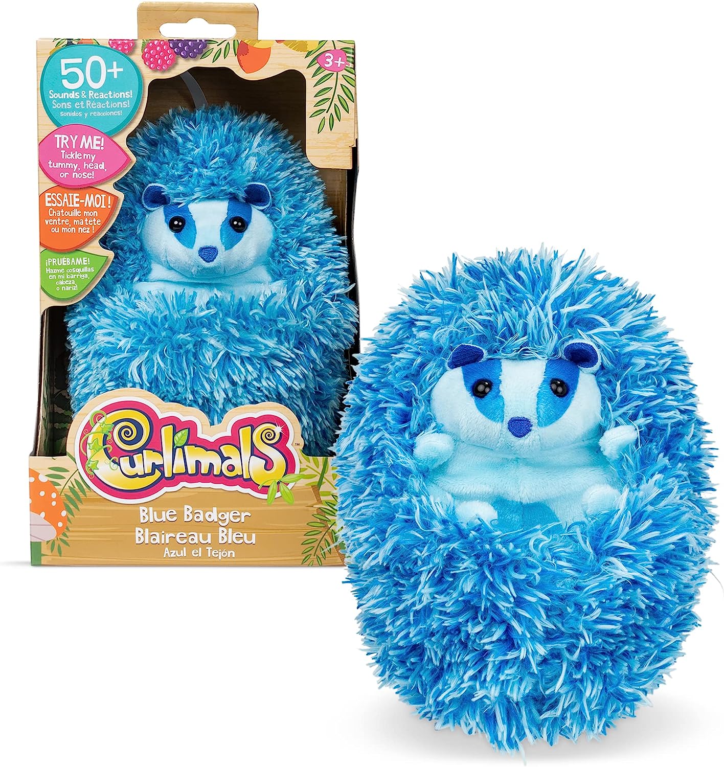 Golden Bear Curlimals Interactive Plush Soft Toy For Kids Blue The