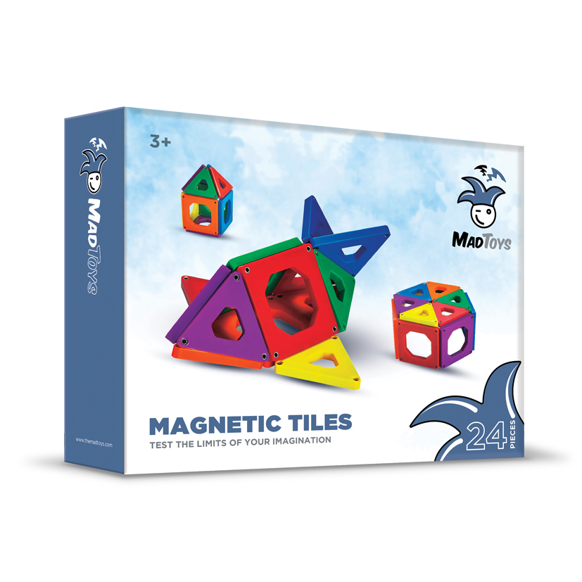 Mad Toys - Magnetic Square and Traingle Shaped Tiles 24 Pieces ...