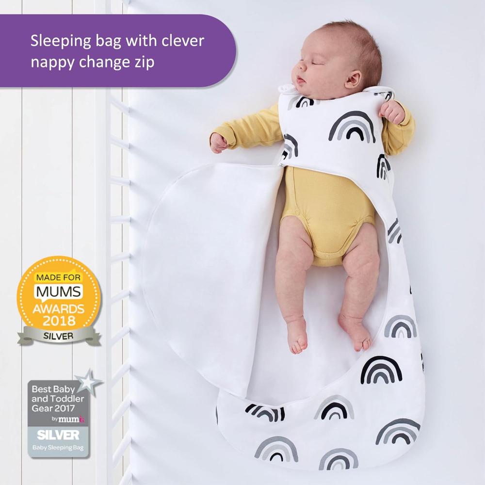 Snuz Pouch Baby Sleeping Bag with Zip for Easy Nappy Changing L Mono Rainbow Babystore.ae