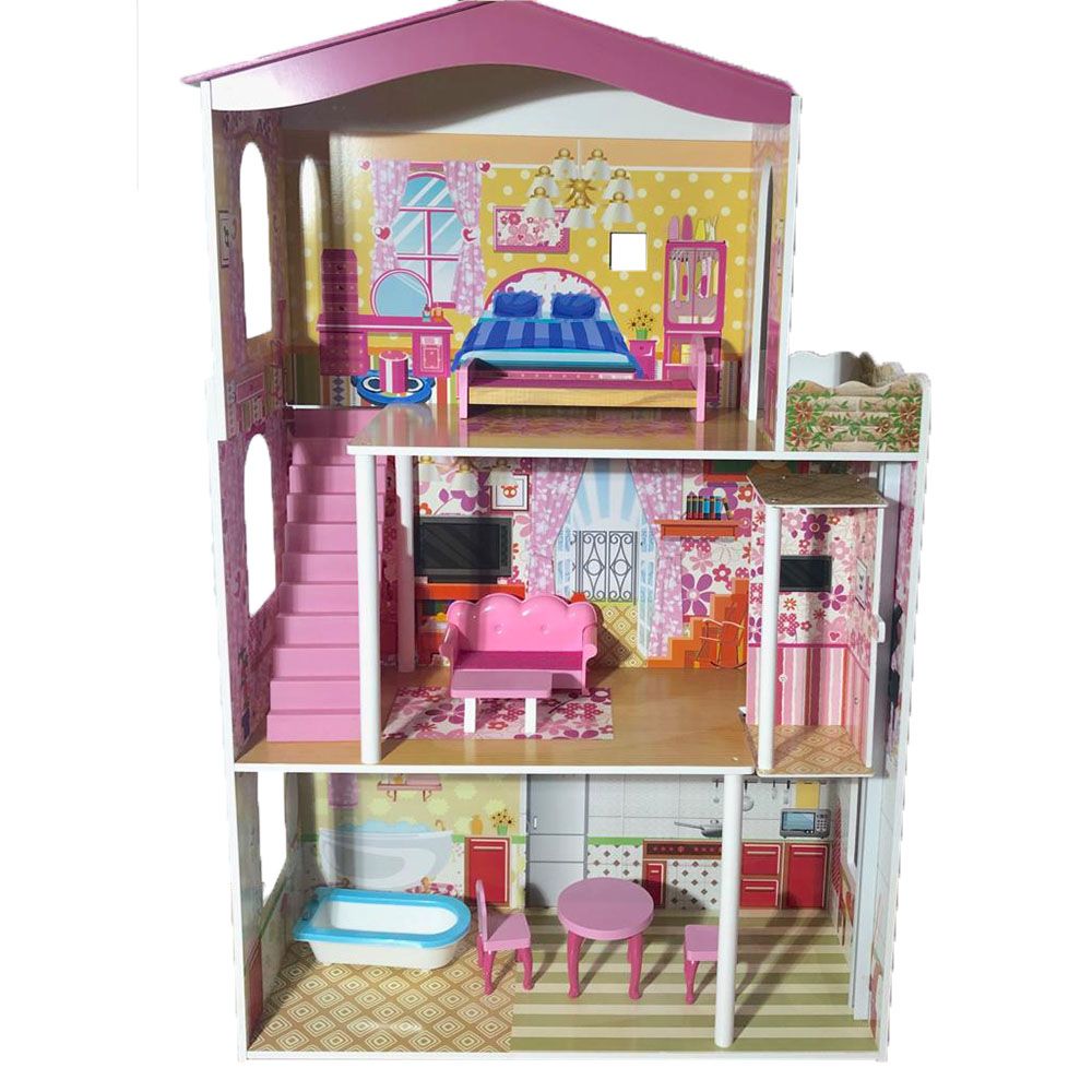 Babyland - Wooden Doll House- Babystore.ae