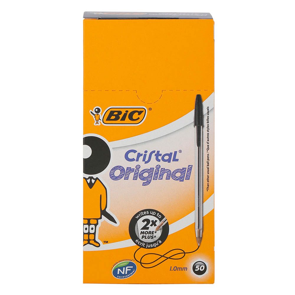 Bic - Cristal Original Ball Point Pens Medium Point 1 Mm Black Box Of ...