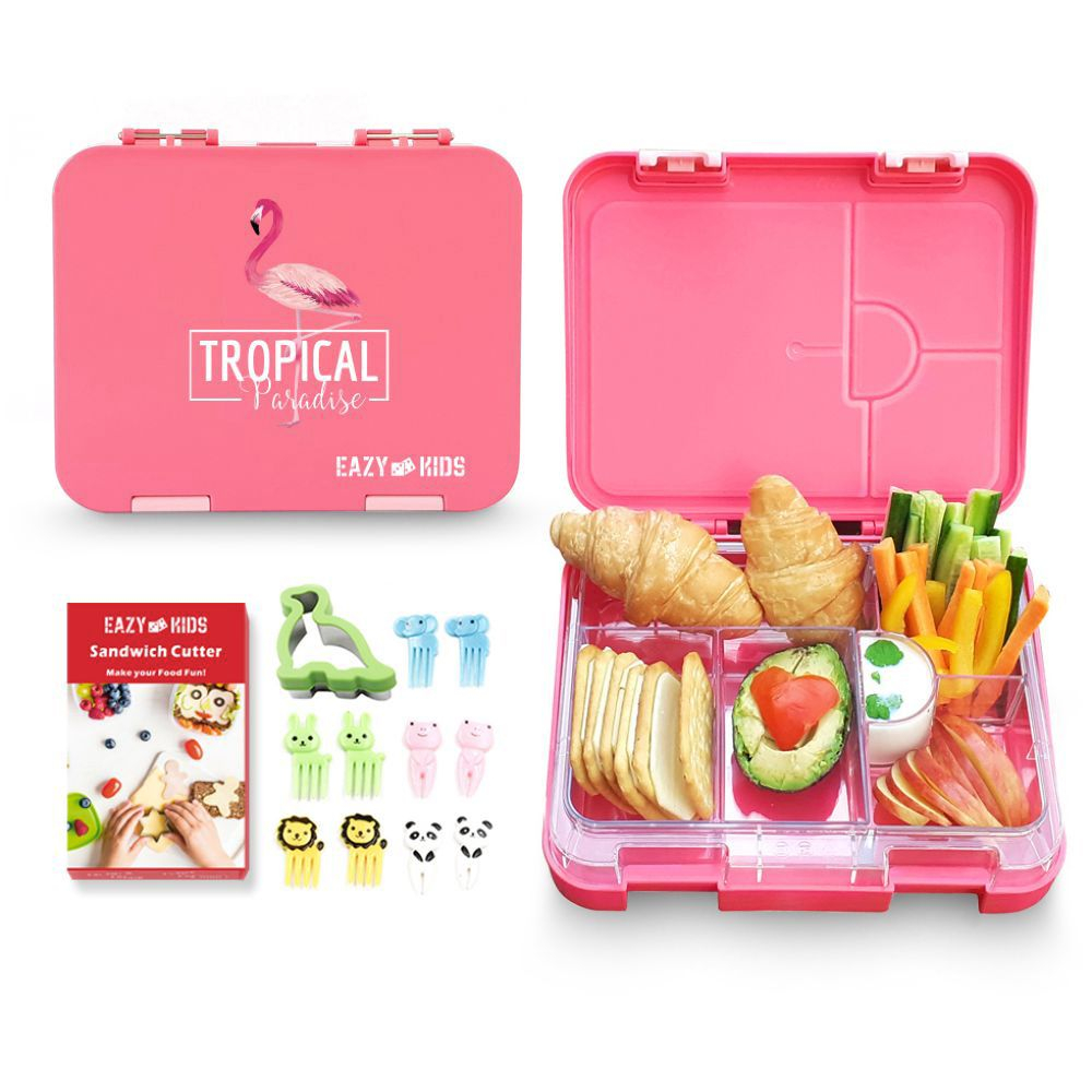 Bentgo Kids' Brights Leakproof, 5 Compartment Bento-Style Kids' Lunch Box -  Coral