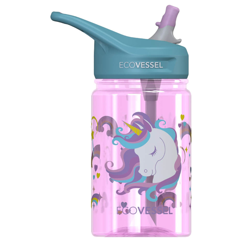 EcoVessel SPLASH Tritan Plastic Kids Water Bottle with Straw Leak