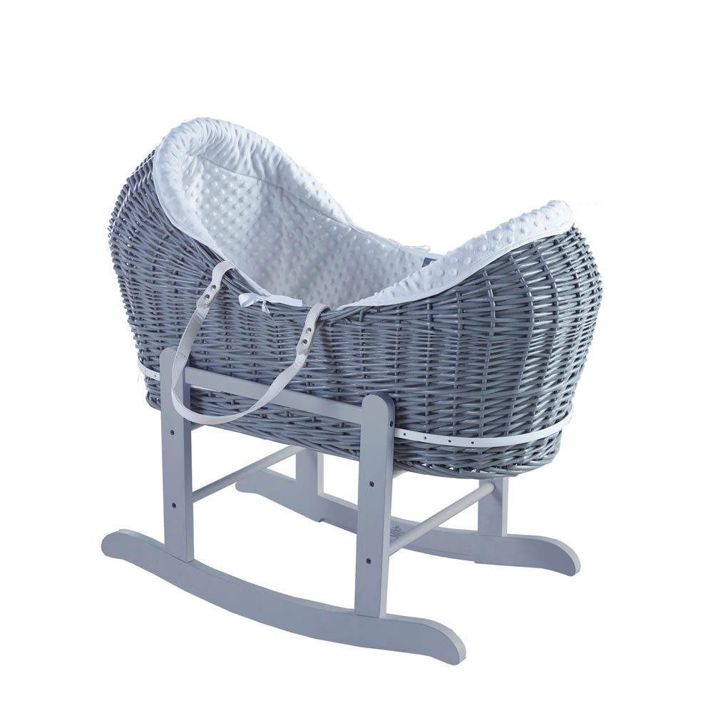 Kinder Valley - White Dimple Grey Pod Moses Basket With Grey Rocking ...