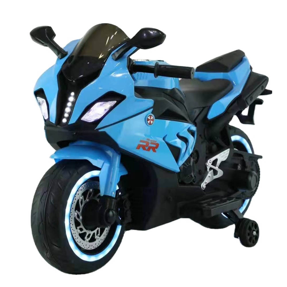 Little Angel - Kids Electric Motorcycle Rideon Bike - Blue- Babystore.ae