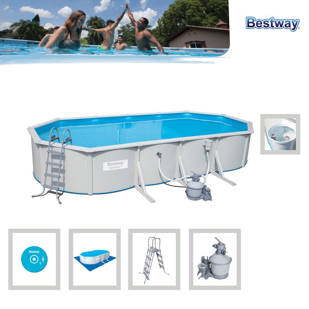 Bestway - 56369 Hydrium Oval Pool Set 6.10M x 3.60M x 1.20M- Babystore.ae