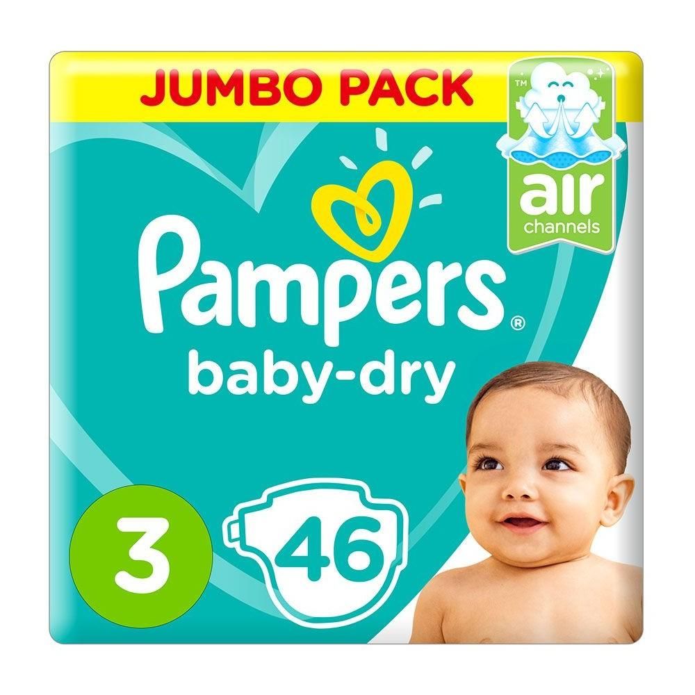 Pampers - Baby-Dry Diapers, Size 3, Midi, 6-10 Kg, Jumbo Pack - 46 Pcs ...