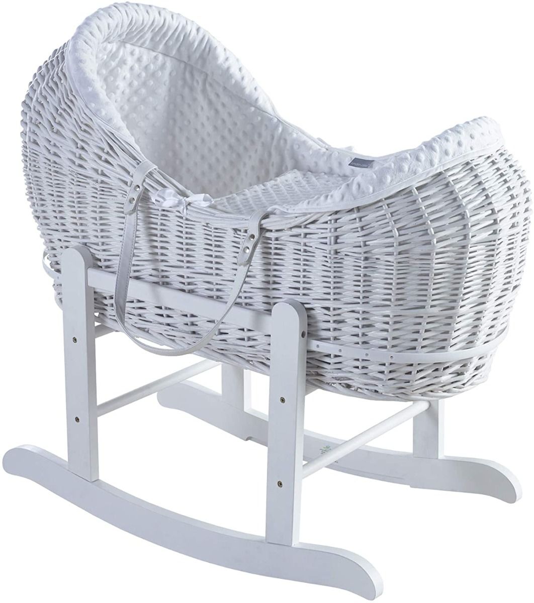 Grey and store white moses basket