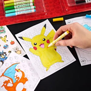 CRAYOLA - Case with Colours & Stickers Pokémon, Felt Pen Set, Colouring Pages, Stickers, 45 Pieces, Creative Gift for Children from 5 Years