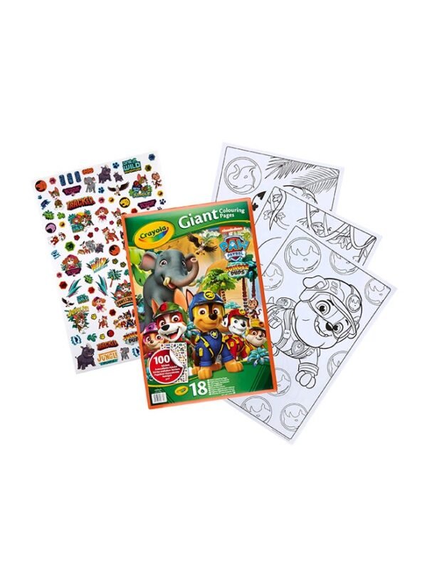 Crayola – Giant Colouring Book – Paw Patrol Jungle Pups, 18 Pages with 100 Stickers