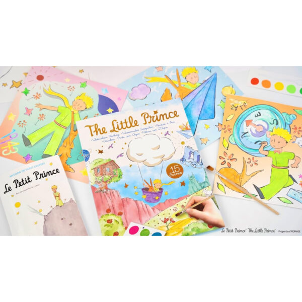 Avenir – The Little Prince Magic Water Painting Set – 6 Reusable Cards, 140 Removable Stickers & Refillable Pen | Mess-Free Water Coloring Book for Kids | Travel Art Toy