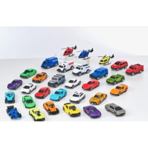 D-Power - 1:64 Scale Diecast Metal Alloy Toy Car Set with Storage Tub - 30 Pieces