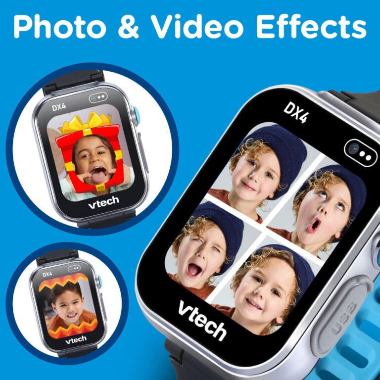 VTech - KidiZoom Smartwatch DX4 Black - Camera & Games, Video Recorder, Voice Changer