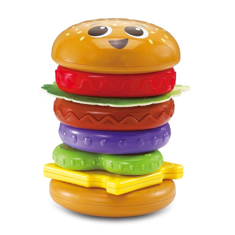 VTech - Baby Build-a-Burger – Stacking & Sorting Toy with 6 Food Pieces, Shape Matching, Spinning & Color Play | for Babies 18–24 Months+