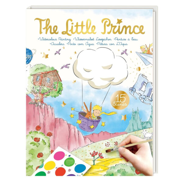 Avenir – The Little Prince Magic Water Painting Set – 6 Reusable Cards, 140 Removable Stickers & Refillable Pen | Mess-Free Water Coloring Book for Kids | Travel Art Toy