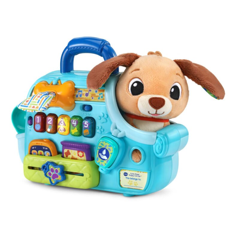 VTech - Baby Cutie Puppy Carrier – Interactive Role-Play Toy with 6 Accessories, Light-Up Buttons, Music & Phrases | for Babies 9–24 Months+
