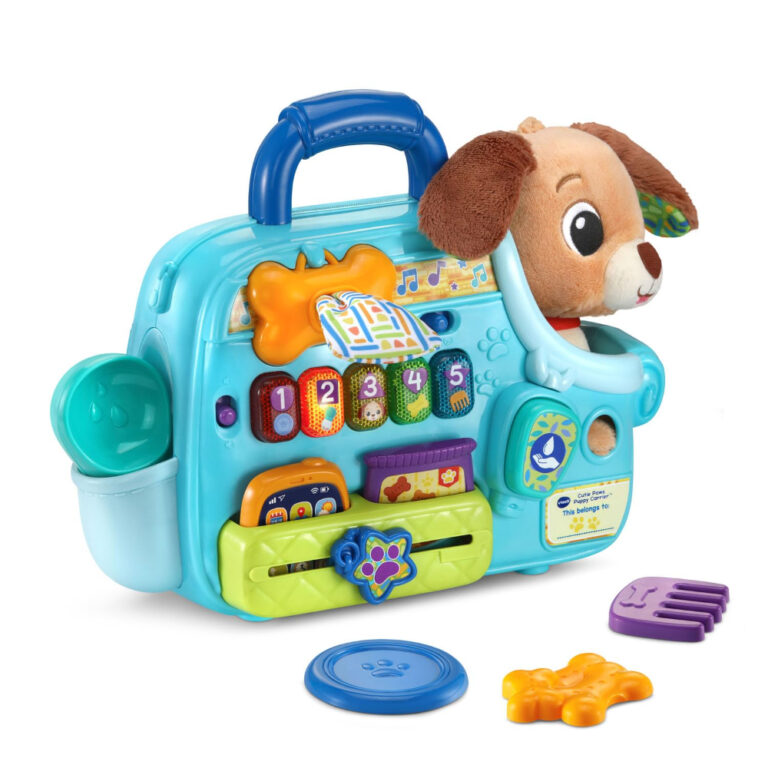 VTech - Baby Cutie Puppy Carrier – Interactive Role-Play Toy with 6 Accessories, Light-Up Buttons, Music & Phrases | for Babies 9–24 Months+