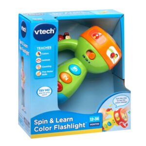 VTech - Spin & Learn Color Flashlight Toy with Light-Up Colors, Music & Animal Sounds for Babies