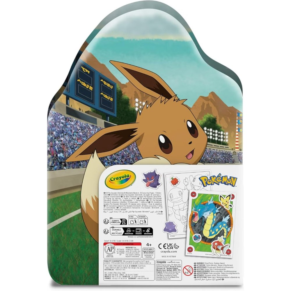 CRAYOLA – Case with Colours & Stickers Pokémon, Felt Pen Set, Colouring Pages, Stickers, 45 Pieces, Creative Gift for Children from 5 Years