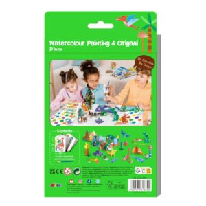 Avenir - Watercolour Painting & Origami - Dinos Multicolour | Encourage your child to be creative, great activity for rainy days, indoor play, travel and holidays | Ages 3+