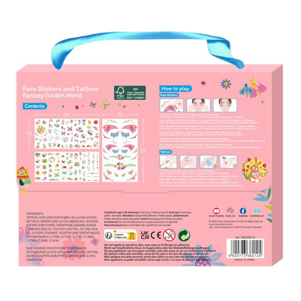 Avenir – Fancy Me Face Stickers & Tattoos for Kids – Fantasy Garden World | 110+ Cosmetic-Grade Removable Stickers | Safe Family Fun Activity for Dress-Up, Parties & Creative Play