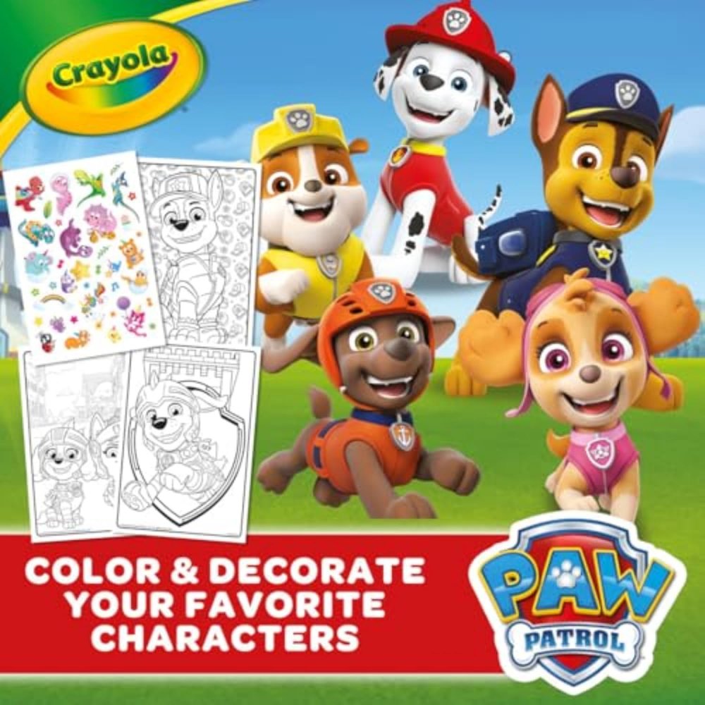CRAYOLA – Case with Colours & Stickers Paw Petrol, Felt Pen Set, Colouring Pages, Stickers, 45 Pieces, Creative Gift for Children from 5 Years