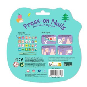 Avenir - Fancy Me Press-On Nails for Kids – Animal Kingdom | 24 Pre-Glued Artificial Nails with Tweezer | Easy Apply & Remove | Fun Nail Art Kit for Girls & Gift Set
