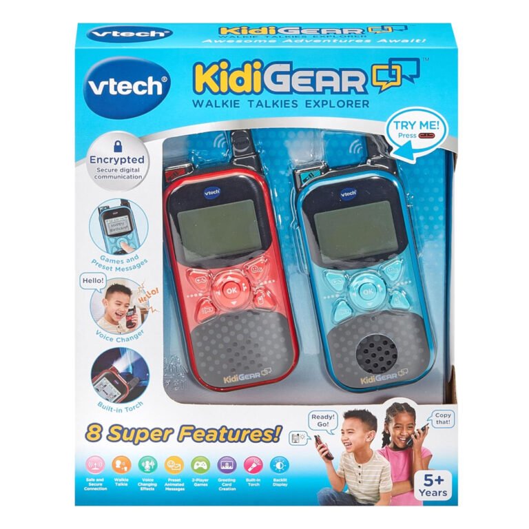 VTech - KidiGear Walkie Talkies Explorer – Kids' indoor and Outdoor Walkie Talkies with Secure Digital Connection, Torch, Voice Effects, Animations & Games | Toy for Ages 5–7+