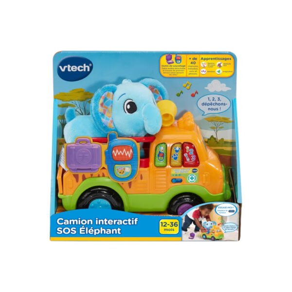 VTech – Learn & Rescue Elephant Truck | Interactive Pull-Along Rescue Vehicle with Plush Elephant | Lights, Music & Role-Play Learning | Toddler Toy for Ages 12–36 Months