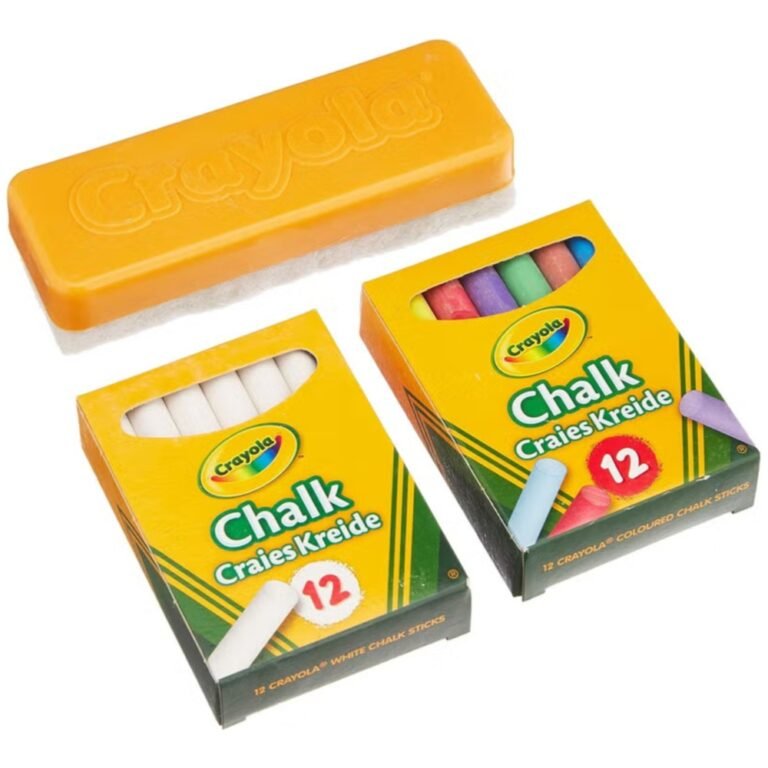Crayola - Chalk Set 12 White & 12 Coloured Dust-Free Chalks with Eraser | Non-Toxic Blackboard Chalk for School, Home & Creative Learning for Kids Ages 3+