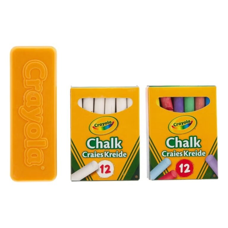 Crayola - Chalk Set 12 White & 12 Coloured Dust-Free Chalks with Eraser | Non-Toxic Blackboard Chalk for School, Home & Creative Learning for Kids Ages 3+