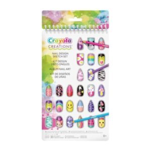 Crayola - Nail Design Portfolio – 30-Page Creative Activity Book with Stickers | DIY Nail Art Sketch & Design Set for Girls Ages 8+