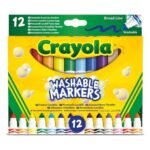 Crayola -Washable Broad Line Markers – 12 Vibrant Colours | Durable Fibre-Tip Pens for Kids Drawing, Colouring & School Art Projects | Easy Washable Ink