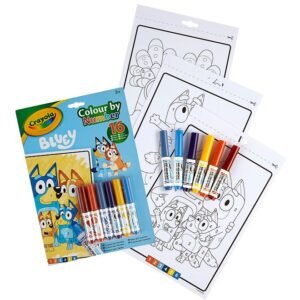 Crayola - Colour by Numbers - Bluey (Includes 16 Colouring Pages and 6 Mini-Markers) | Early Years Educational Colouring Fun | For Ages 3+