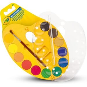 Crayola – Watercolour Paint Set for Kids – 12 Washable Paints with Brush & Lockable Palette | Non-Toxic Art Supplies for Painting, School & Creative Activities
