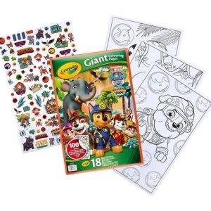 Crayola – Giant Colouring Book – Paw Patrol Jungle Pups, 18 Pages with 100 Stickers