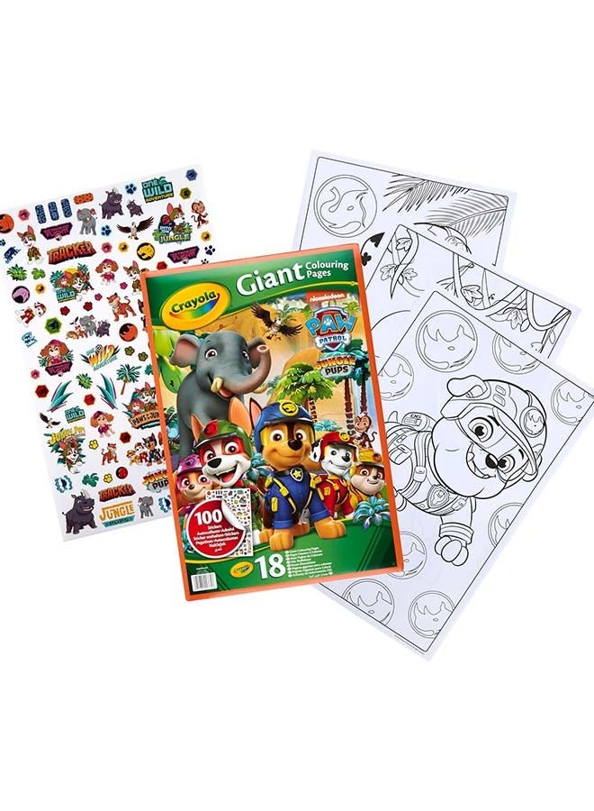 Crayola - Giant Colouring Book - Paw Patrol Jungle Pups, 18 Pages with 100 Stickers