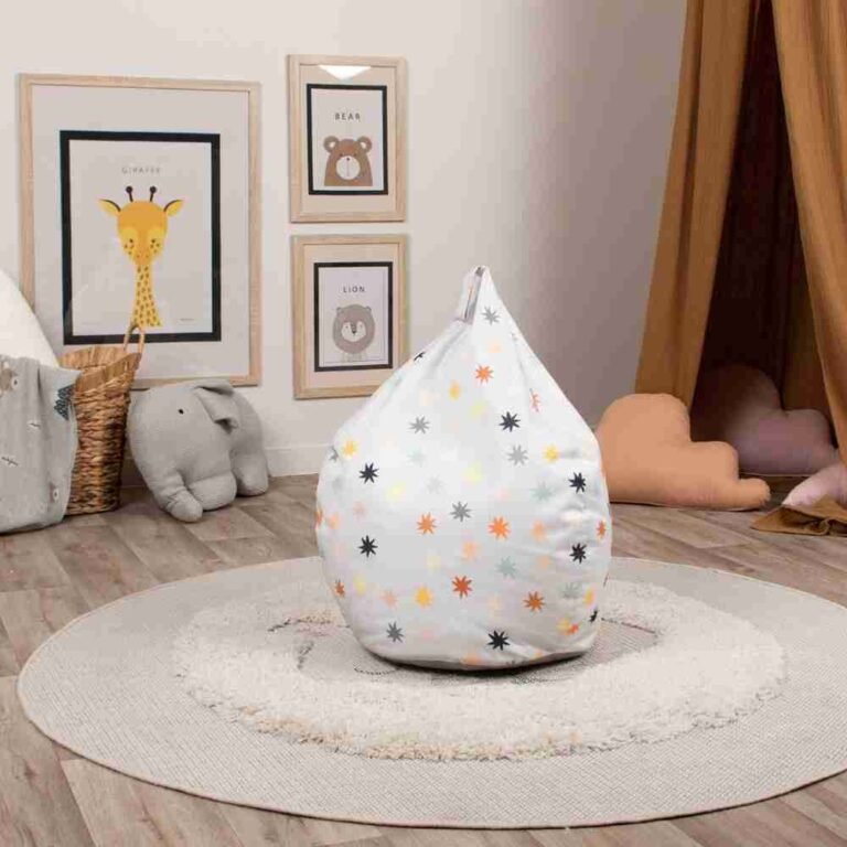 Delsit White Stars Kids Droplet Bean Chair – Soft Foam Toddler Seat