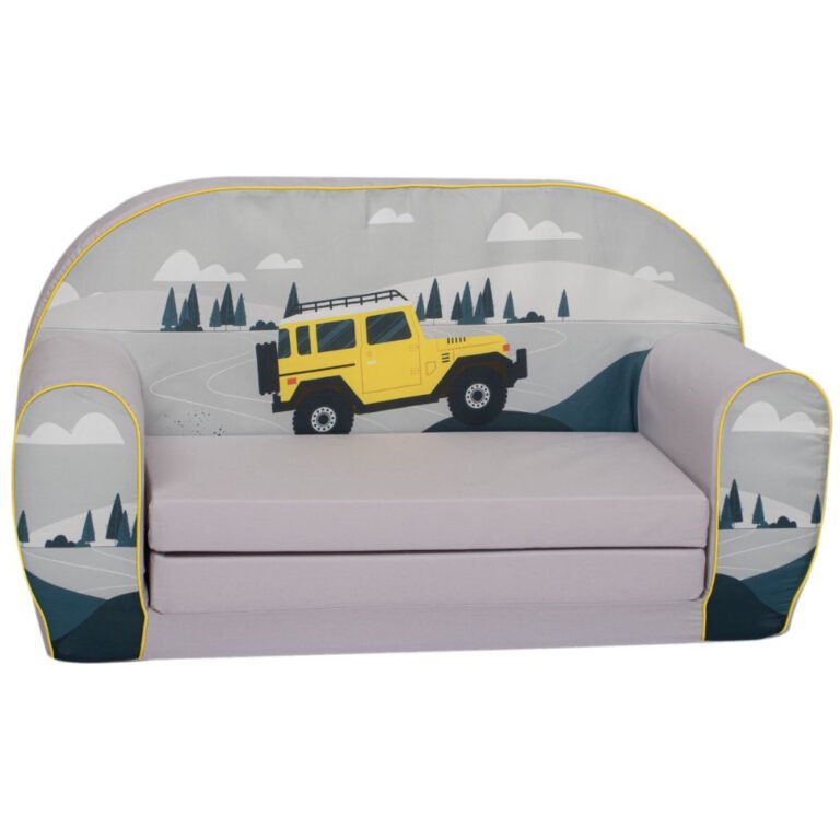 Delsit Yellow Jeep Kids Double Sofa – Soft Foam Toddler Couch