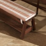 KidKraft Kids Outdoor Wooden Table and Bench Set – Oatmeal & White Stripe Patio Furniture