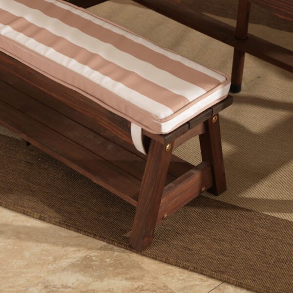 KidKraft Kids Outdoor Wooden Table and Bench Set – Oatmeal & White Stripe Patio Furniture