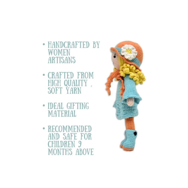 Happy Threads – Handmade Crocheted Adorable Grace Doll (15 inches) – Multicolour | Crochet Toys | Child Safe | for Babies 6 Months & Above | Dolls for Boys/Girls| For Birthday Gift | Decorative Items for Room