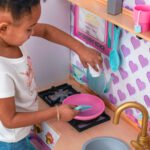 KidKraft Sweet Snack Time Cart & Play Kitchen – Kids Pretend Play Food Cart and Kitchen Set
