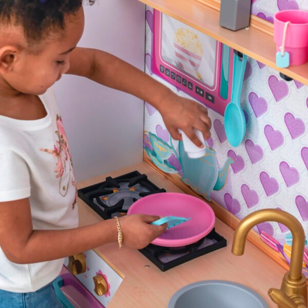 KidKraft Sweet Snack Time Cart & Play Kitchen – Kids Pretend Play Food Cart and Kitchen Set
