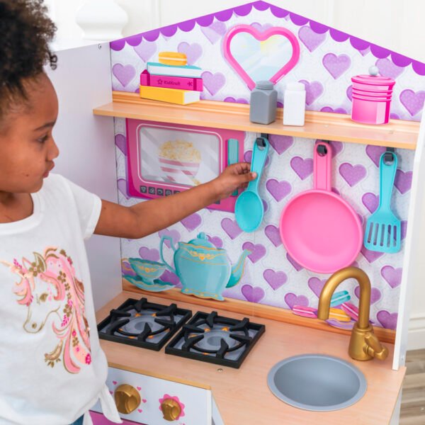 KidKraft Sweet Snack Time Cart & Play Kitchen – Kids Pretend Play Food Cart and Kitchen Set