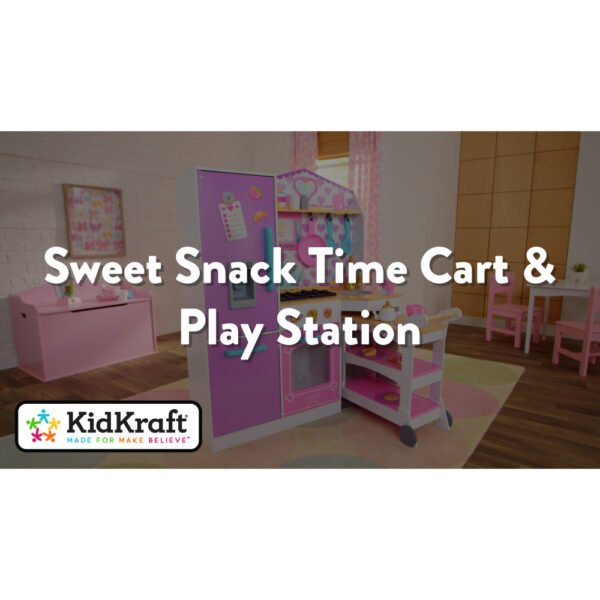 KidKraft Sweet Snack Time Cart & Play Kitchen – Kids Pretend Play Food Cart and Kitchen Set