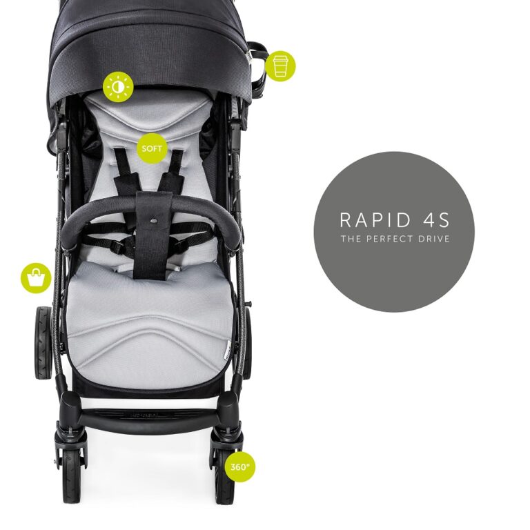 Hauck- Rapid 4S Plus SND+Bag-Caviar Silver Stroller
